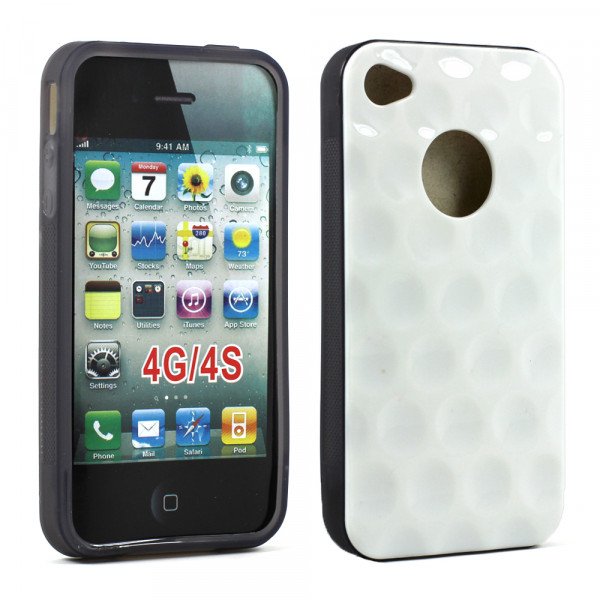 Wholesale iPhone 4 4S Circle Gummy Case (White Smoke)